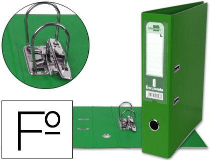 Archivador de Palanca Liderpapel Folio Documenta Forrado Pvc con Rado Lomo 75Mm Verde Compresor Metalico