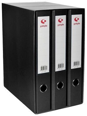 Archivador módulo 3 carpetas 2 anillas 40 mm.Negro