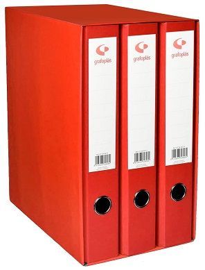 Archivador módulo 3 carpetas 2 anillas 40 mm.Rojo