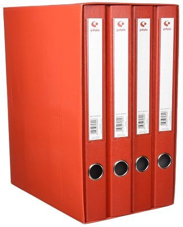 Archivador módulo 4 carpetas 2 anillas 25 mm.Rojo