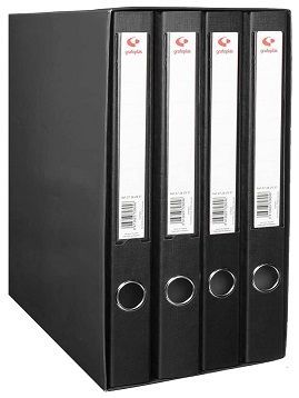 Archivador módulo 4 carpetas 2 anillas 25mm. Negro