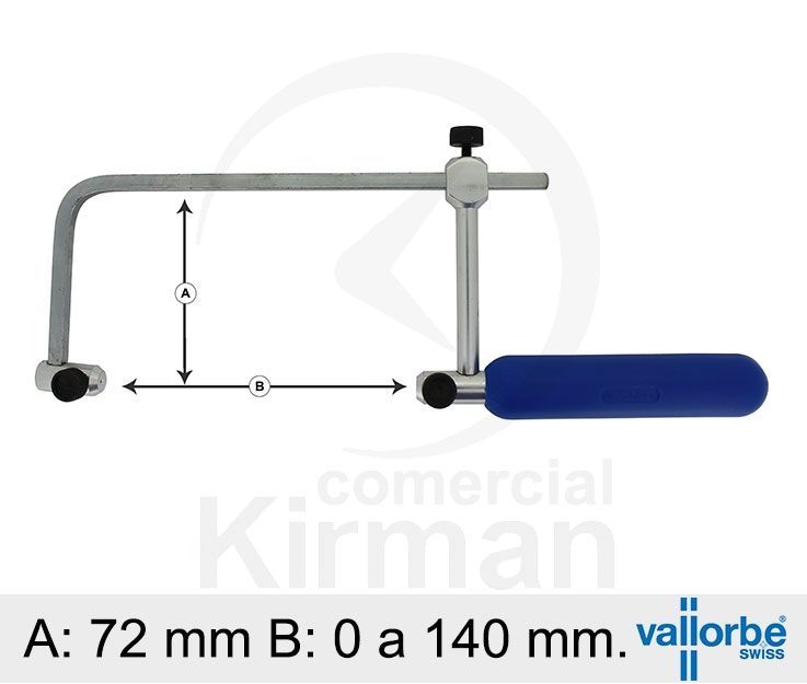 Arco De Sierra Vallorbe Acero 29036 Ajustable Hasta 72x140mm Mango PVC