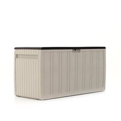 Arcón de jardín de resina en color beige/marrón, 117 x 45,5 x 57 cm | Top