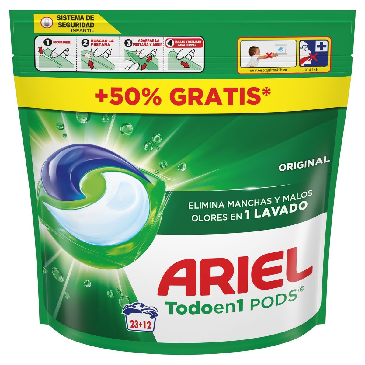 Ariel 3En1 Pods (23+12 D) 50% Gratis