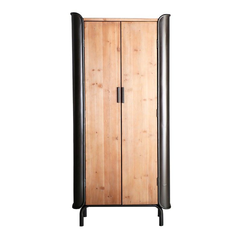 Armario Briec de madera de abeto y hierro en natural/gris oscuro, 81 x 40 x 171 cm