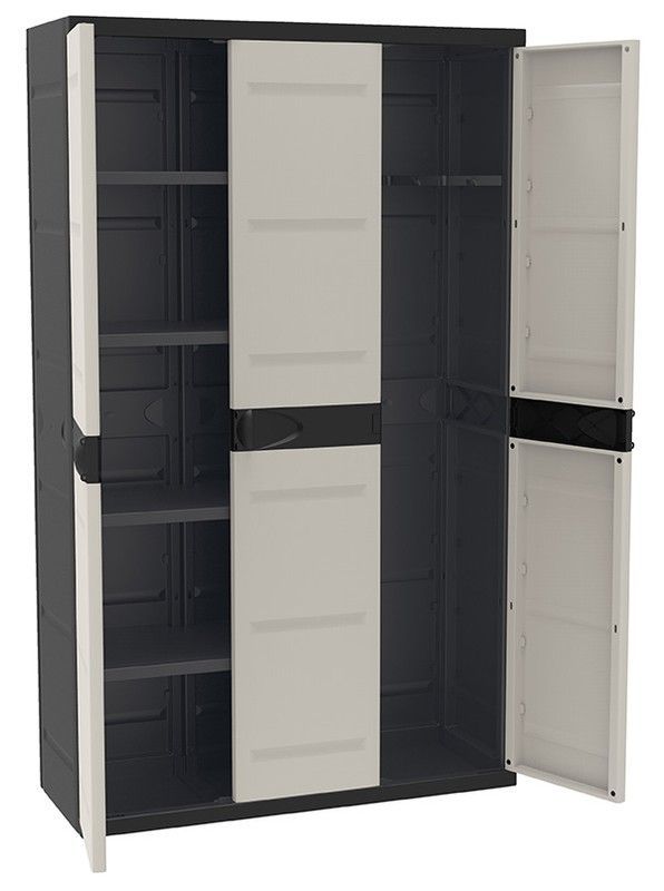 Armario de resina con tres puertas y cuatro baldas PH1424