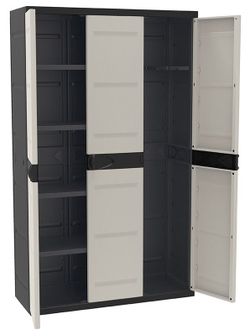 Armario de resina con tres puertas y cuatro baldas PH1424