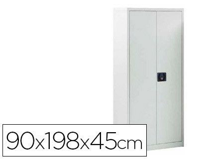 Armario Metálico Puertas Batientes 198x102x45 cm Ral 9006 Incluye 4 Baldas