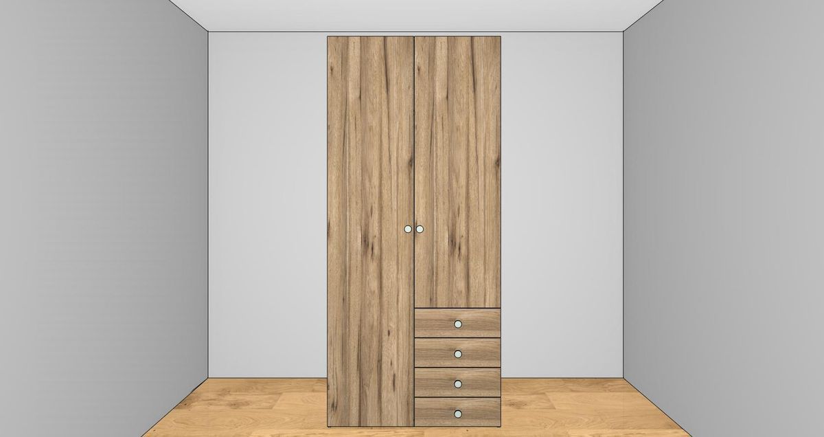 Armario Ros 1 puerta larga, 1 puerta pequeña y 4 cajones derecha