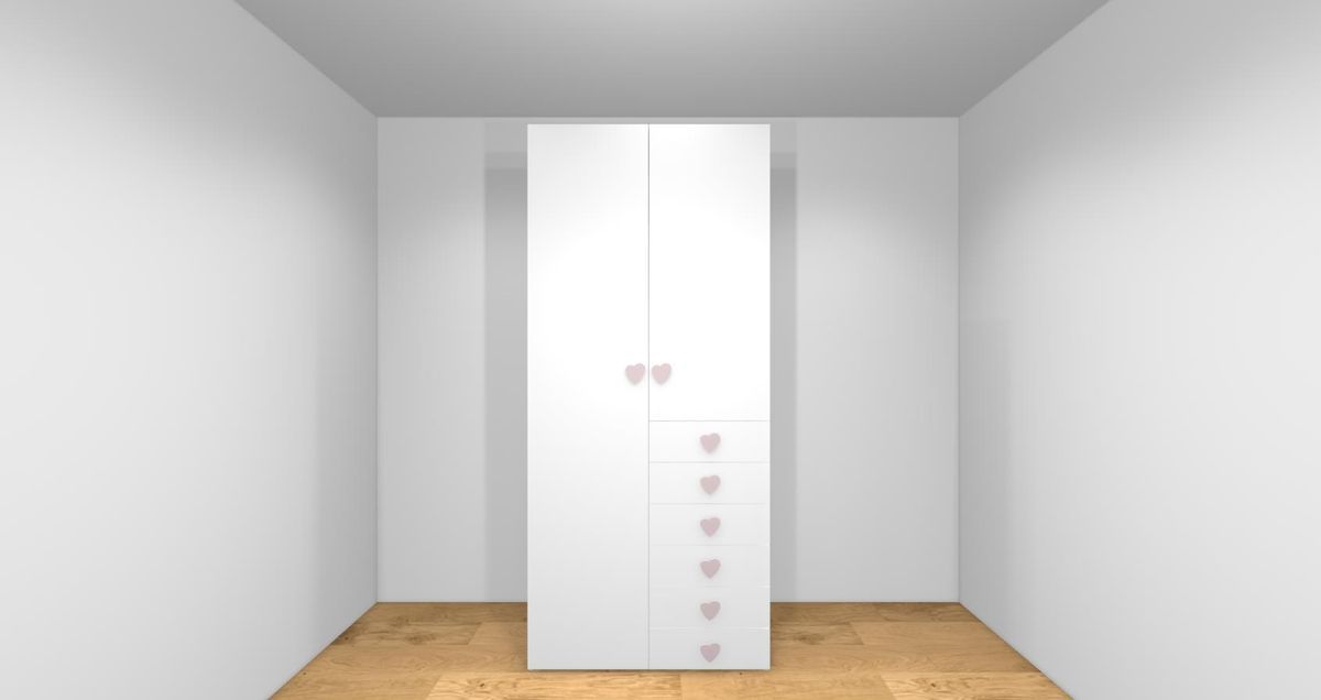 Armario Ros 1 puerta larga, 1 puerta pequeña y 6 cajones derecha