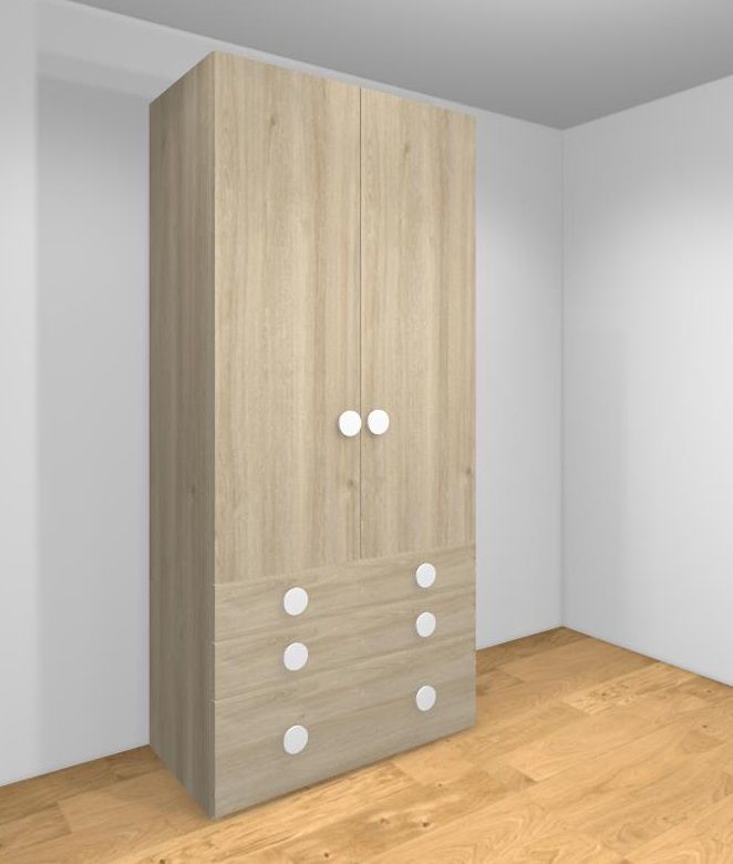 Armario Ros 2 puertas, 2 cajones y 1 contenedor