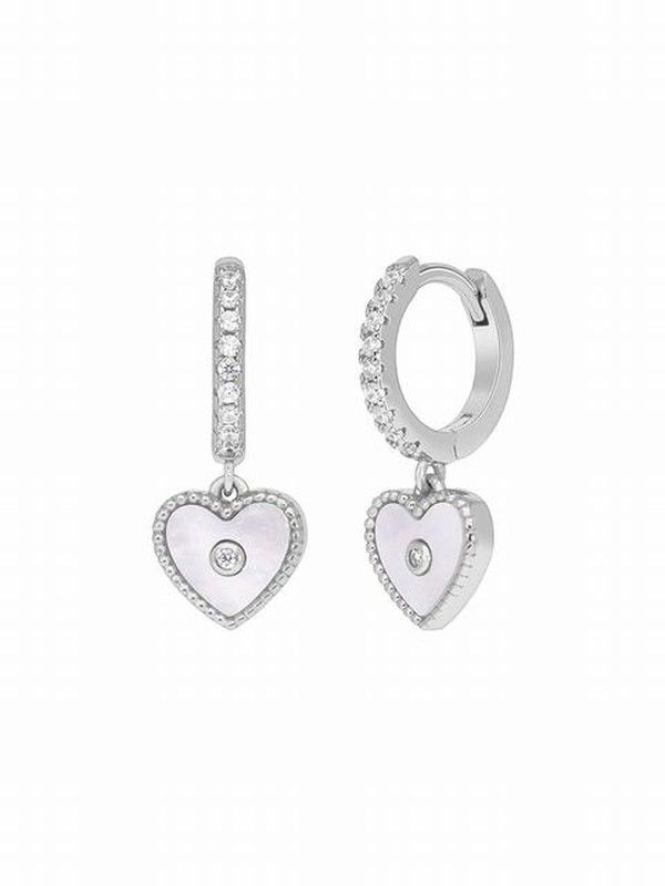 Aro de plata de ley con corazón nacarado