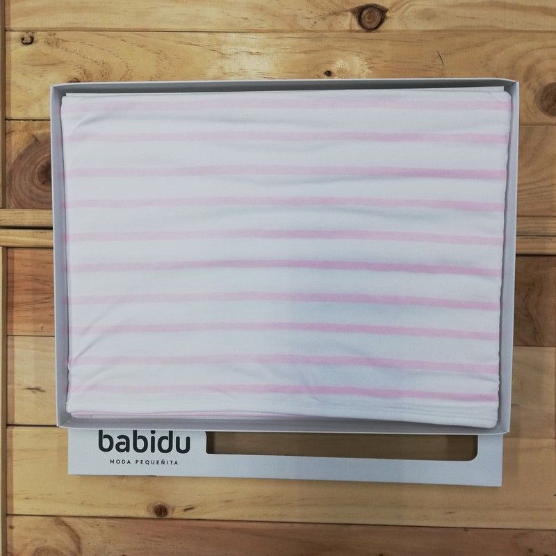 Arrullo mantita de bebe primera puesta  rayas rosa   4009   babidu
