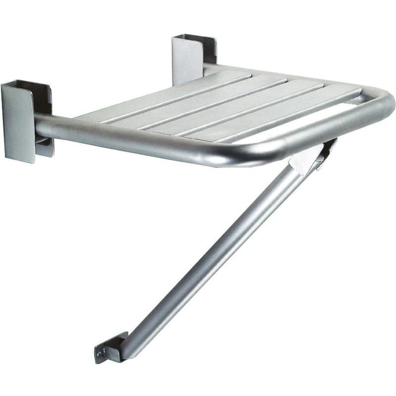 Asiento abatible INOX apoyo pared brillo