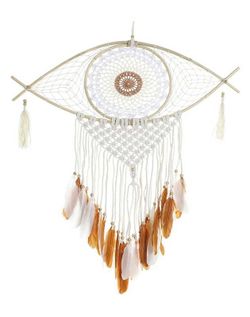 Atrapasueños de crochet y ratan Blanco