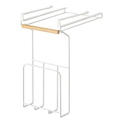 Atril para libro o tablet de metal y madera en blanco y natural, 20 x 34 x 10,5 cm | Tosca