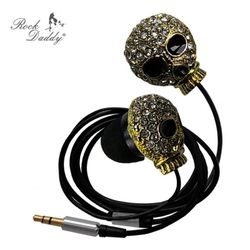 Auricular Dorado Calavera Con Strass