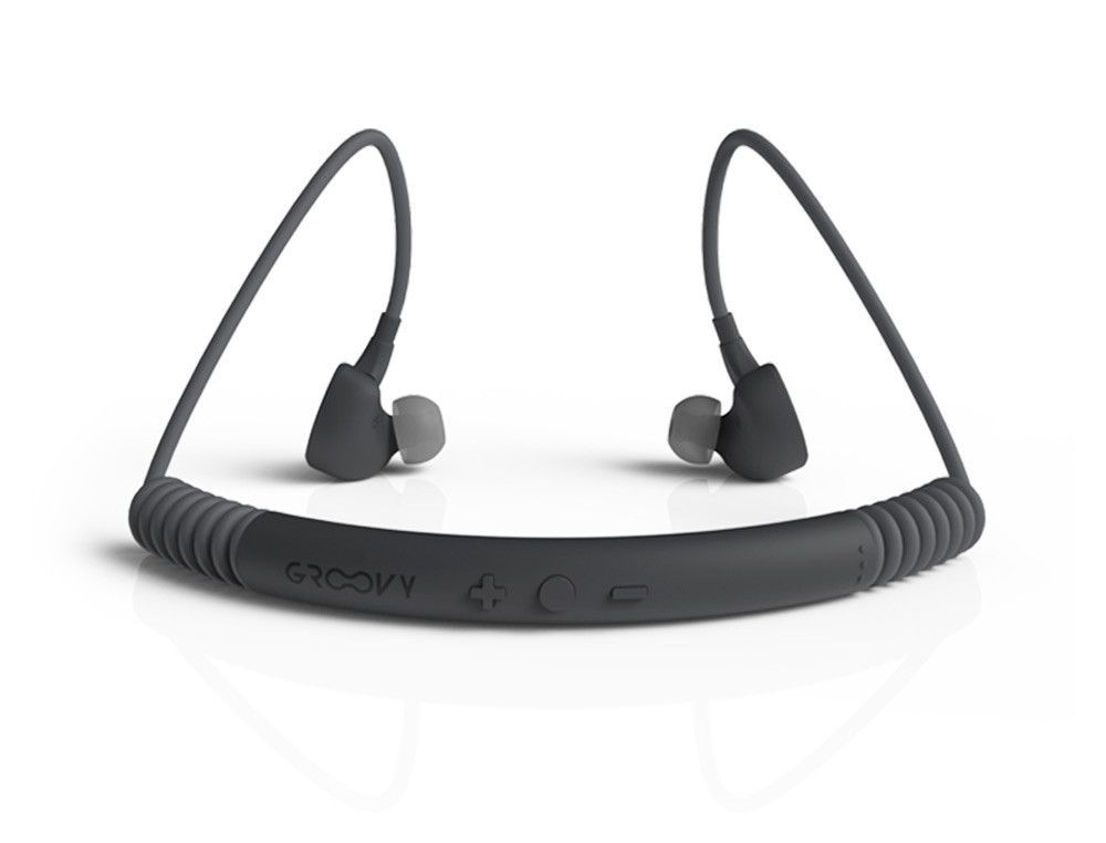 Auriculares groovy sport bluetooth neckband con microfono color gris oscuro