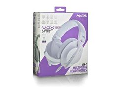 Auriculares ngs vox805 con cable estereo usb-c con control de volumen y adaptador usb color blanco