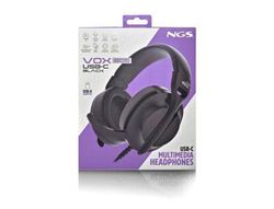 Auriculares ngs vox805 con cable estereo usb-c con control de volumen y adaptador usb color negro