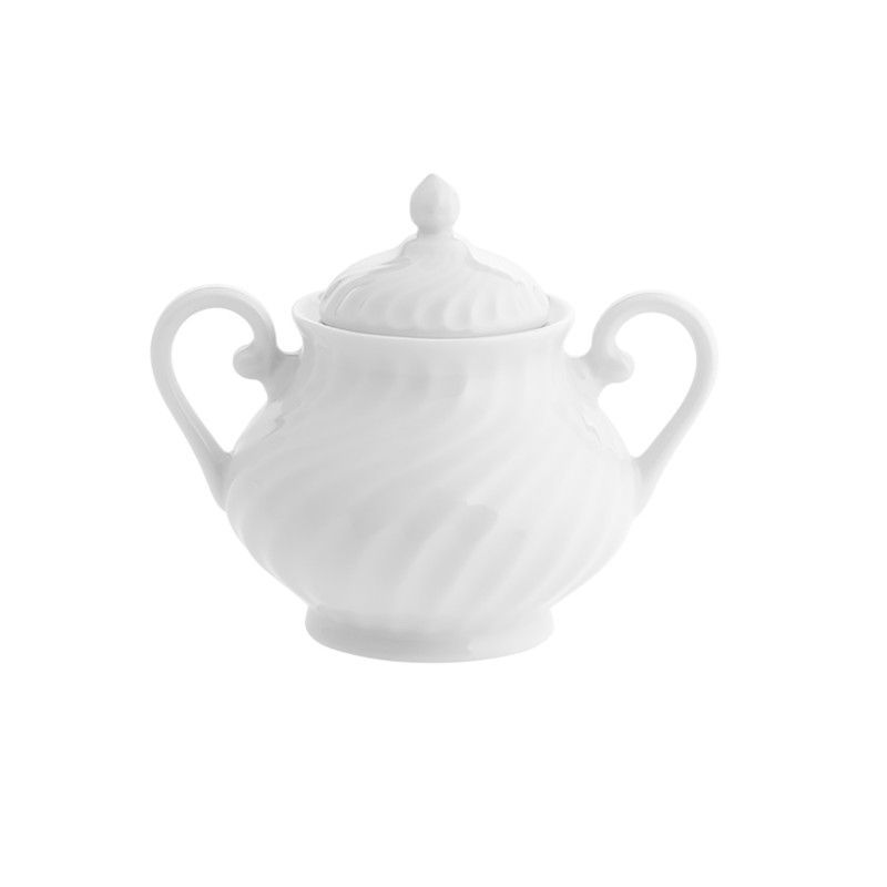 Azucarero de porcelana en blanco, 14,5 x 10,6 x 12,3 cm | Sagres