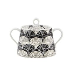 Azucarero de porcelana en blanco y negro, 14,6 x 5,7 x 10 cm | Calçada Portuguesa