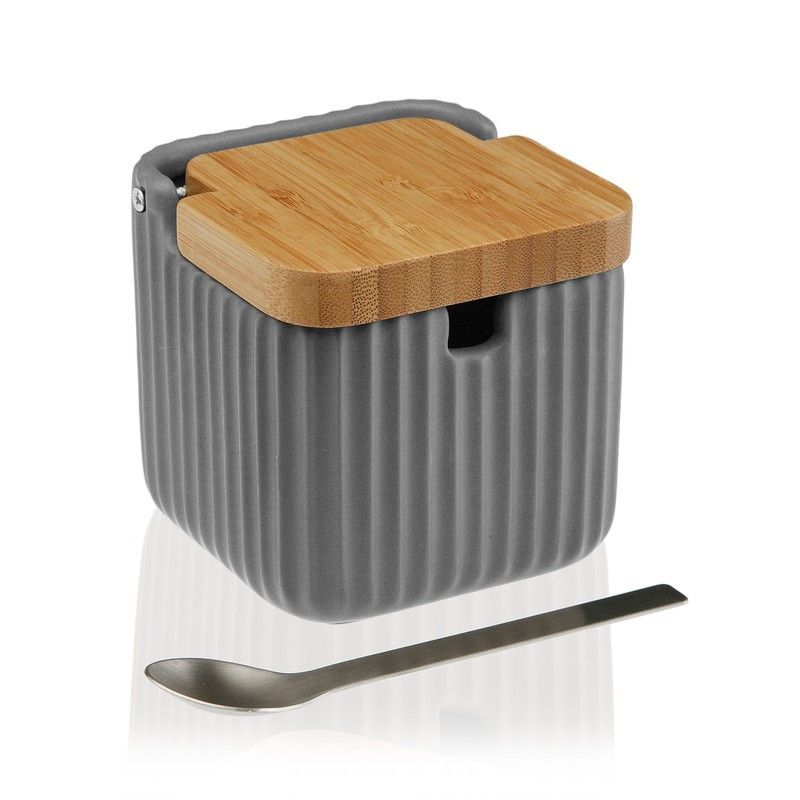 Azucarero Moda Cocina Diseño Gris Con Cuchara Versa