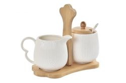 Azucarero Set 3 pzs Porcelana Blanca