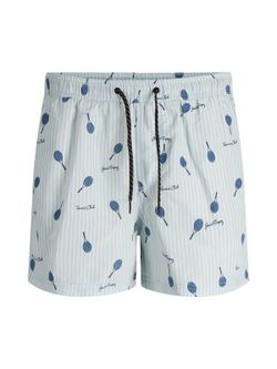 Bañador con rayas y dibujo raquetas tennis Jack & Jones Cashmere Blue