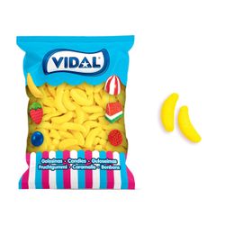 Bananas Azúcar bolsa de Vidal. Golosinas plátanos de Vidal