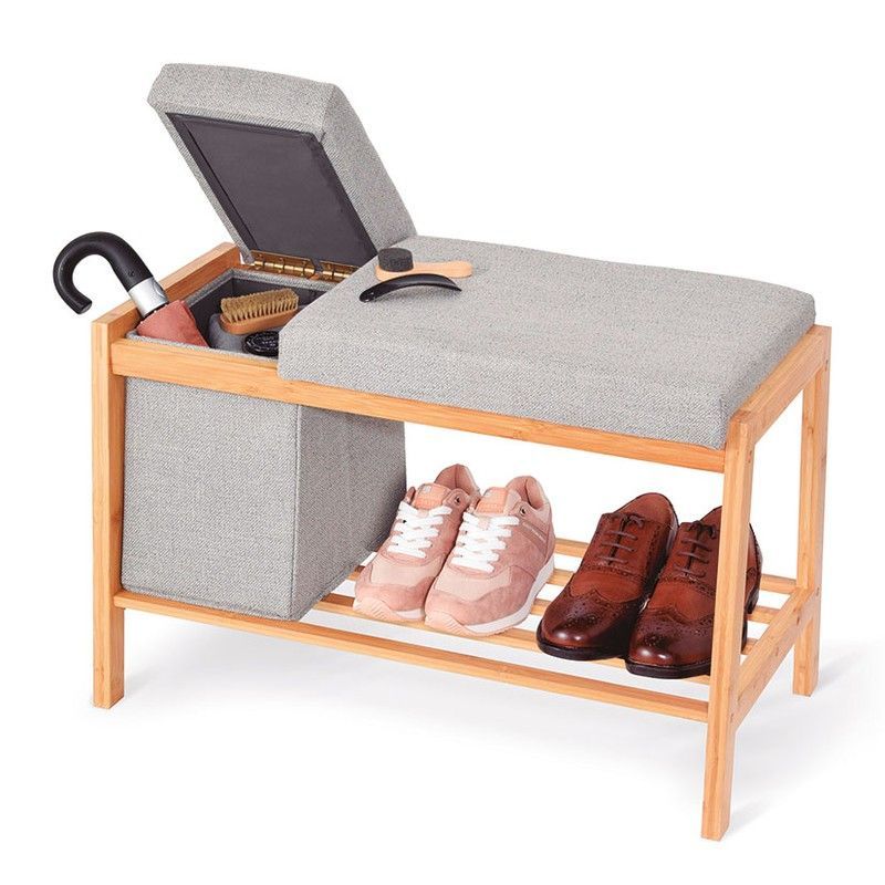 Banco bambú con cesto almacenaje y repisa Banco Bambu C/Cesto Almacenaje Y Repisa