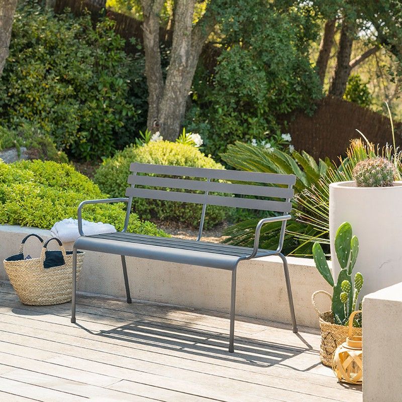 Banco Metálico 114x56 Xh79 Cm. Grafito