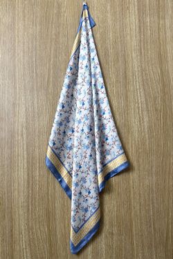 Bandana flores azul-naranja-beige