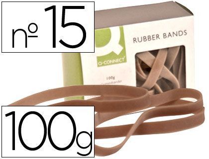 Bandas Elasticas Q-Connect 100 Gr 150X9 mm Numero 15