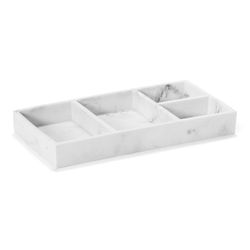 Bandeja de baño efecto mármol blanco, 30,5 x 15 x 3,5 cm