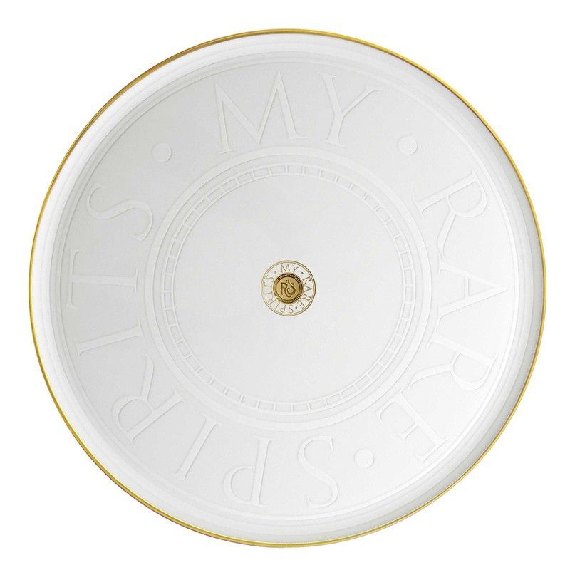 Bandeja de Porcelana My Rare Spirits Blanco/Dorado, Ø42x1,1cm