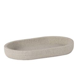 Bandeja - Jabonera de poliresina de poliresina en beige, 20 x 12,5 x 2,5 cm | Textura
