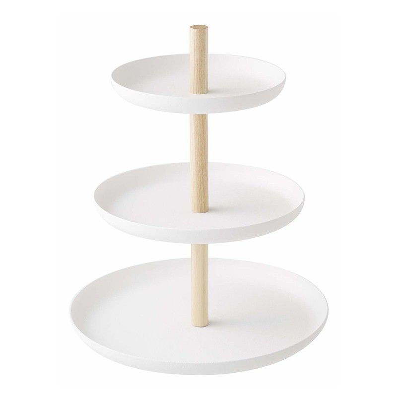 Bandeja para pasteles de acero y espejo en blanco y natural, Ø 20 x 24 cm | Tosca