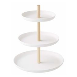 Bandeja para pasteles de acero y espejo en blanco y natural, Ø 20 x 24 cm | Tosca