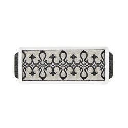 Bandeja rectangular de porcelana en blanco y negro, 39,3 x 15,3 x 1,9 cm | Calçada Portuguesa
