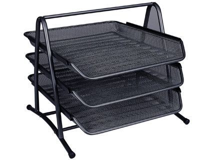 Bandeja Sobremesa Metalica Q-Connect Kf00823 Rejilla Negra 3 Bandejas Movibles 350X278X275 Mm