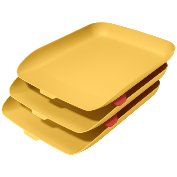 Bandeja sobremesa plastico leitz cosy set de 3 unidades amarillo 274x120x456 mm