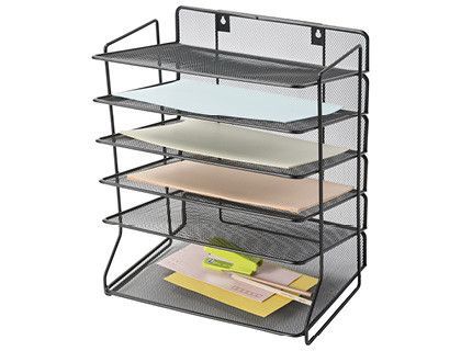 Bandeja sobremesa q-connect kf17289 metalica rejilla negra 6 bandejas 325x230x390 mm