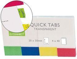 Banderitas Separadoras Q-Connect 19X43 mm Transparentes y Color Pack de 4 con 50 Hojas