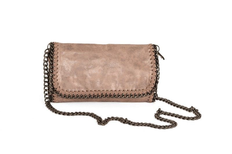 Bandolera Piel Cadena Color Oro