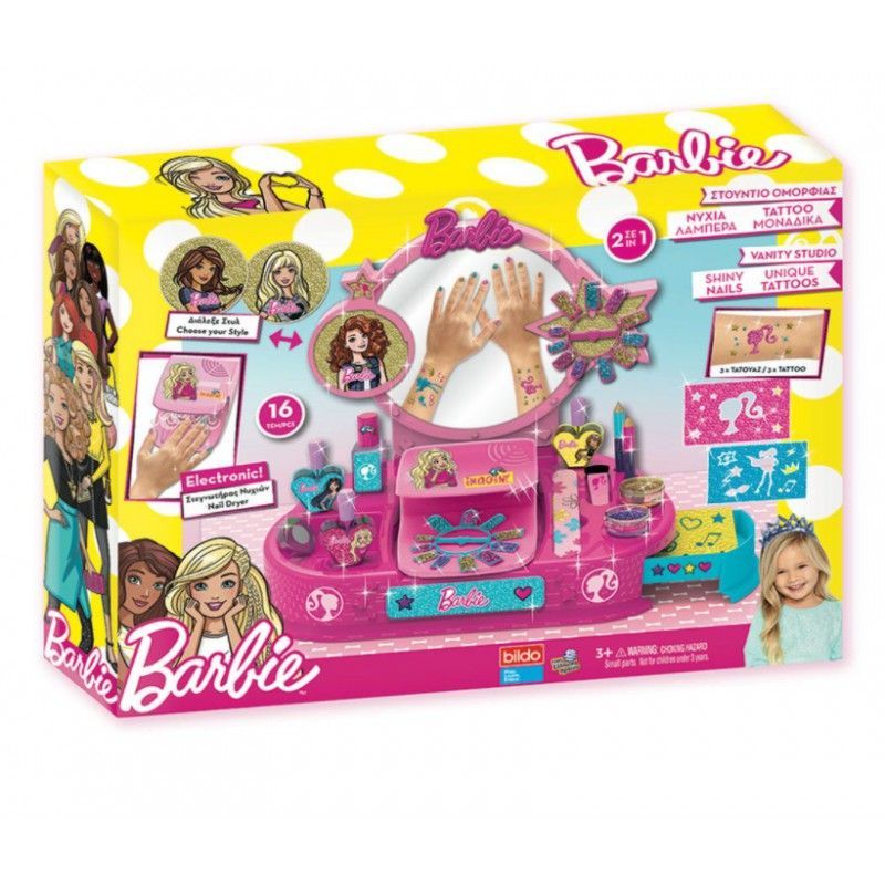 Barbie Estudio de Uñas con Brillos y Tatuajes