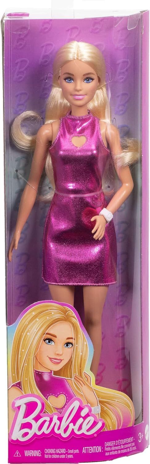 Barbie Fashionista Muñeca Con Vestido Rosa Metalizado