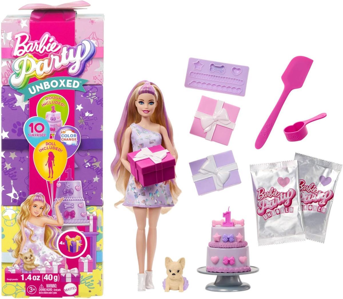 Barbie Party Unboxed Muñeca Morada