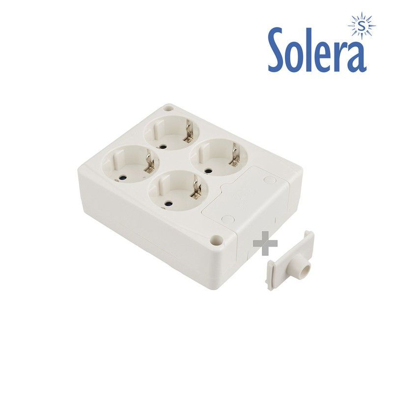 Base bipolar 4 tomas con t/t lateral 16a 250v color blanco solera
