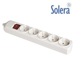 Base bipolar 5 tomas con t/t lateral 16a 250v color blanco interruptor luminoso solera